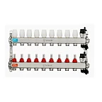 Коллектор VR123-09А с расх. 9 вых. с воздухоотводчиками 1"х3/4" (2/1шт)