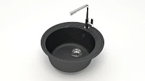 Мойка МАТОВАЯ 6/Q4 (ЧЁРН) AQUADREAM, круглая, 515х213