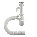 32079-А Сифон д/кух бутылочный малый корпус 1 1/4"*40 (нерж.чашка,удлин.патруб,отвод,г/т), ОРИО (35)