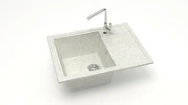 Мойка МАТОВАЯ 150/Q15 (БЕЛЫЙ ГРАНИТ) AQUADREAM, прямоуг с крылом, 575х470х215   OFF