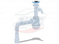 1015A Сифон для мойки1 1/2"*40 Грот (отвод для стир.маш., гибкая труба 40*40/50), АНИ пласт (25)
