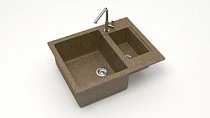 Мойка МАТОВАЯ 19/Q9 (ТЕРРАКОТ) AQUADREAM, двухчашевая, 605х490х210   OFF