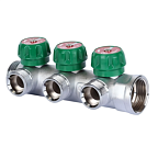 Коллектор VR526-3 латунный с регулирующими вентилями 1"х3/4", 3 выхода VIEIR (16/4шт)