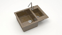 Z19 Q9 Мойка ГЛЯНЦЕВАЯ (ТЕРРАКОТ) MARRBAXX, двухчашевая, 605х490х210   OFF