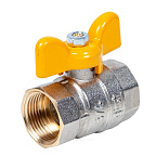 Кран шар. ГАЗ 3/4 г/г бабочка Ду20 Ру40 никель Серия 59  DIST