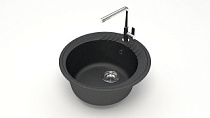 Мойка МАТОВАЯ 6/Q4 (ЧЁРН) AQUADREAM, круглая, 515х213