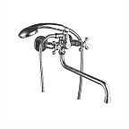 А2208-2 Смеситель ванно-душевой с гарнитуром (хром) лат, двухручковый, излив L330мм FASHUN (10)