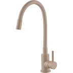 A54101N-15A Смеситель для кухни (бежевый) нерж, d35, гибкий излив, гайка  FASHUN (10)