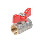 Кран шар. 1/2 г/г бабочка Ду15 Ру40 Стандарт, полн.проход, никель  Dist   OFF