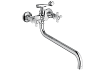 A2618 Смеситель ванно-душевой с гарнитуром (хром) лат, керамич.ручки, S-излив L350мм  FASHUN (10)