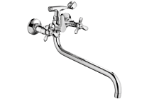 A2212 Смеситель ванно-душевой с гарнитуром (хром) лат, двухручковый, S-излив L330мм  FASHUN (10)