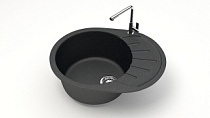 Мойка МАТОВАЯ 10/Q4 (ЧЁРН) AQUADREAM, овал с крылом, 575х440х215