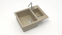 Мойка МАТОВАЯ 19/Q5 (ПЕСОЧН) AQUADREAM, двухчашевая, 605х490х210   OFF