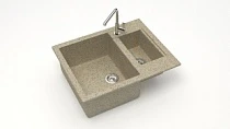 Мойка МАТОВАЯ 19/Q5 (ПЕСОЧН) AQUADREAM, двухчашевая, 605х490х210   OFF