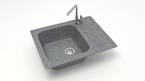 Мойка МАТОВАЯ 15/Q8 (ТЁМНО СЕРАЯ) AQUADREAM, прямоуг с крылом, 653х490х195