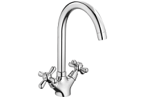 A4025 Смеситель для кухни (хром) лат, двухручковый, гайка  FASHUN (10)