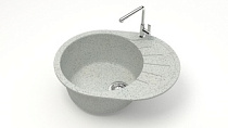 Мойка МАТОВАЯ 10/Q10 (СВЕТЛО СЕРАЯ) AQUADREAM, овал с крылом, 575х440х215