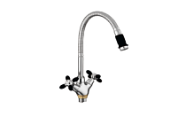 A43127-7 Смеситель для кухни (черный/хром) силумин, гибкий излив, гайка  FASHUN (10)