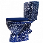 Унитаз-компакт "Лира" синий КРАКЕЛЮР(косой, сиден., креплен. к полу, арм.) ROSA (г. Киров)