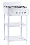 Газ.плита FLAMA AVG1402-W (4-х комф,щит,напольная, без дух, с полочками) (АРТ 048)