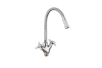 A43127-8 Смеситель для кухни (белый/хром) силумин, гибкий излив, гайка  FASHUN (10)