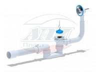 055E Сифон для ванны 1 1/2" плоский (выпуск, перелив, гибкая труба 40/50), АНИ пласт (30)