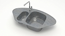 Z23 Q8 Мойка ГЛЯНЦЕВАЯ (ТЁМНО СЕРАЯ) MARRBAXX, угловая двухчашевая, 945х500х175