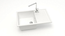 Мойка МАТОВАЯ 161/G31 (БЕЛАЯ) AQUADREAM, прямоуг с крылом, 750x505x218