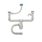 40091-А Сифон д/кух двойной бутылочный двухуровневый 1 1/2"*40, (1 отвод, перелив, г/т), ОРИО (15)