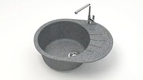 Мойка МАТОВАЯ 10/Q8 (ТЁМНО СЕРАЯ) AQUADREAM, овал с крылом, 575х440х215
