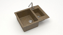 Мойка МАТОВАЯ 19/Q9 (ТЕРРАКОТ) AQUADREAM, двухчашевая, 605х490х210   OFF