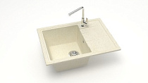 Мойка МАТОВАЯ 150/Q2 (БЕЖ) AQUADREAM, прямоуг с крылом, 575х470х215