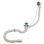 40089-А Сифон д/ванн 1 1/2"*40 (нерж. чашка, перелив, гибкая труба 40*40/50), ОРИО (30)