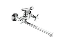 A2224 Смеситель ванно-душевой с гарнитуром (хром) лат, двухручковый, Г-излив L320мм  FASHUN (10)