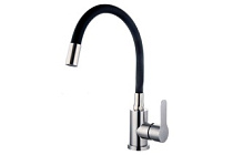 A54101-7 Смеситель для кухни (сатин/черный) нерж, d35, гибкий излив H=179мм, гайка  FASHUN (10)