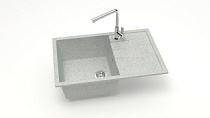 Мойка МАТОВАЯ 161/Q10 (СВЕТЛО СЕРАЯ) AQUADREAM, прямоуг с крылом, 750x505x218