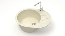 Мойка МАТОВАЯ 10/Q2 (БЕЖ) AQUADREAM, овал с крылом, 575х440х215