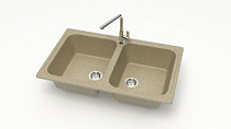 Мойка МАТОВАЯ 20/Q5 (ПЕСОЧН) AQUADREAM, двухчашевая, 780х500х195