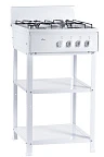 Газ.плита FLAMA AVG1402-W (4-х комф,щит,напольная, без дух, с полочками) (АРТ 048)