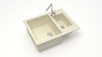Мойка МАТОВАЯ 19/Q2 (БЕЖ) AQUADREAM, двухчашевая, 605х490х210   OFF