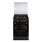 Газ.плита GEFEST ПГ 6100-03 0179 (85х60х60) фасад черный, дизайн "ретро", стеклянная крышка 