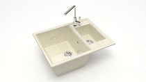 Z190 Q2 Мойка ГЛЯНЦЕВАЯ (БЕЖ) MARRBAXX, двухчашевая, 612х505х212  OFF  